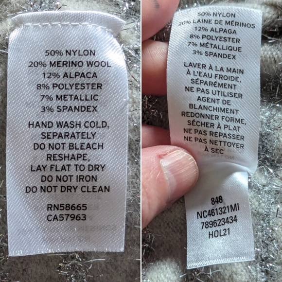 Nordstrom Metallic Stripe sweater, drop shoulder, grey & silver, Women's M - Picture 16 of 16